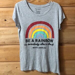 Maya Angelou Be a Rainbow in somebody else’s cloud short sleeve tee shirt